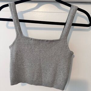 Gray Ribbed Crop Top